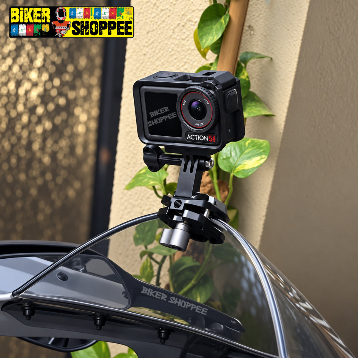 MOTORCYCLE WINDSHIELD ACTION CAMERA CLAMP MOUNT FOR GOPRO INSTA360 DJI | BIKER SHOPPEE