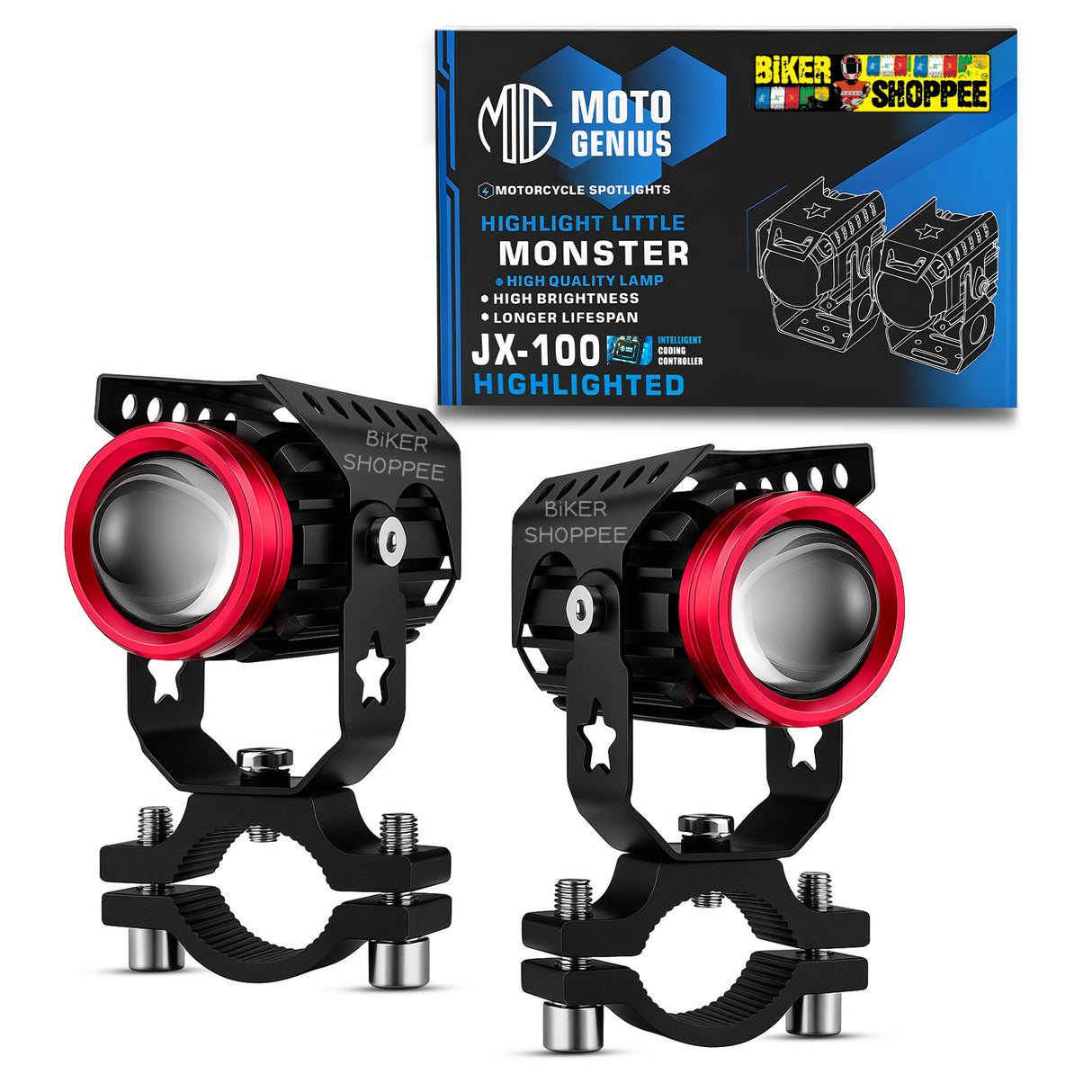 MOTO GENIUS JX100 36W LED FOG LIGHT PAIR | BIKER SHOPPEE
