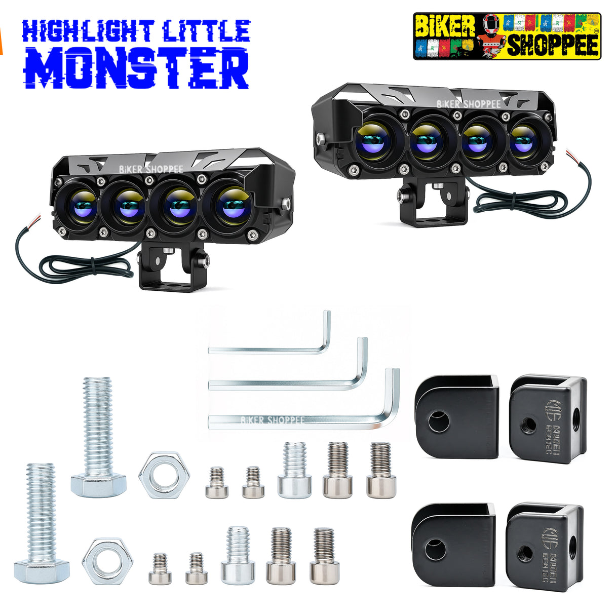 MOTO GENIUS JX130 FOUR SHOT 100W LED FOG LIGHT PAIR | BIKER SHOPPEE