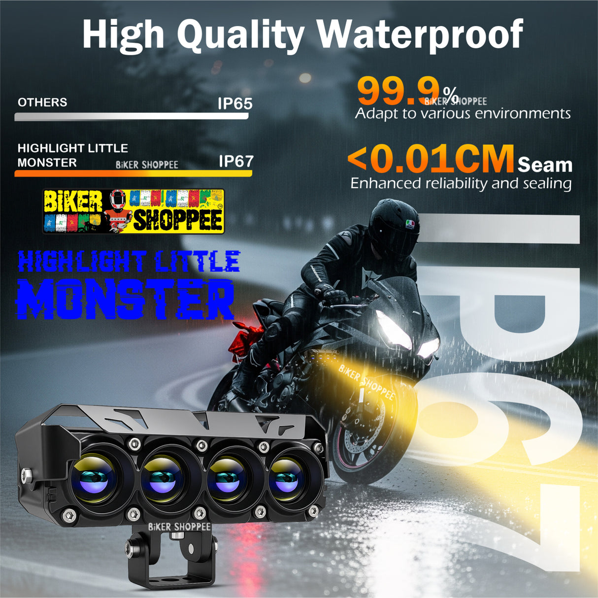 MOTO GENIUS JX130 FOUR SHOT 100W LED FOG LIGHT PAIR | BIKER SHOPPEE