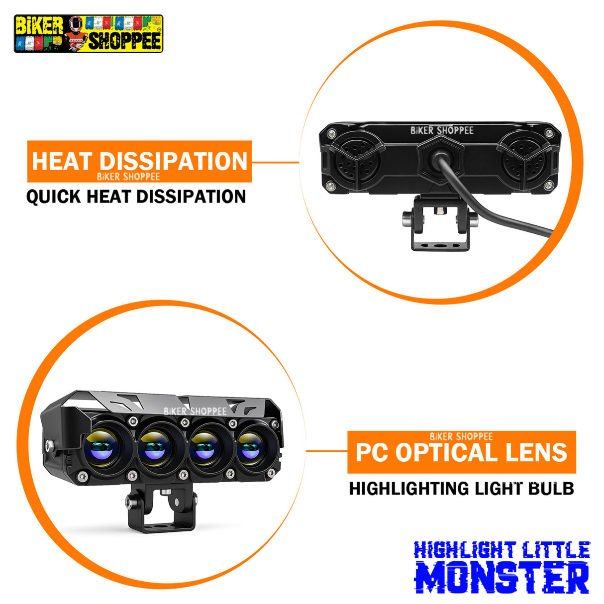 MOTO GENIUS JX130 FOUR SHOT 100W LED FOG LIGHT PAIR | BIKER SHOPPEE