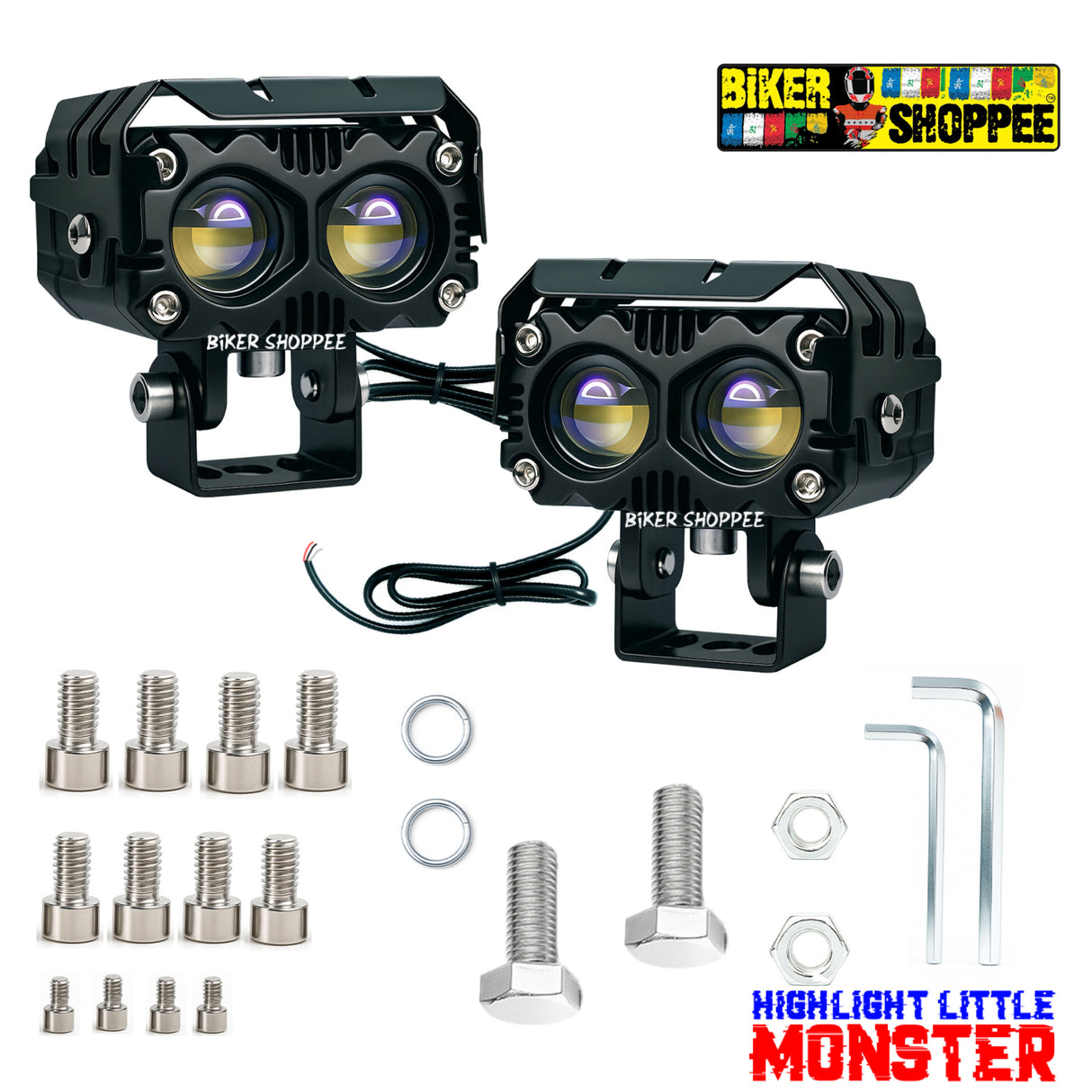 MOTO GENIUS JX130 QUAD SHOT LED FOG LIGHT PAIR | BIKER SHOPPEE