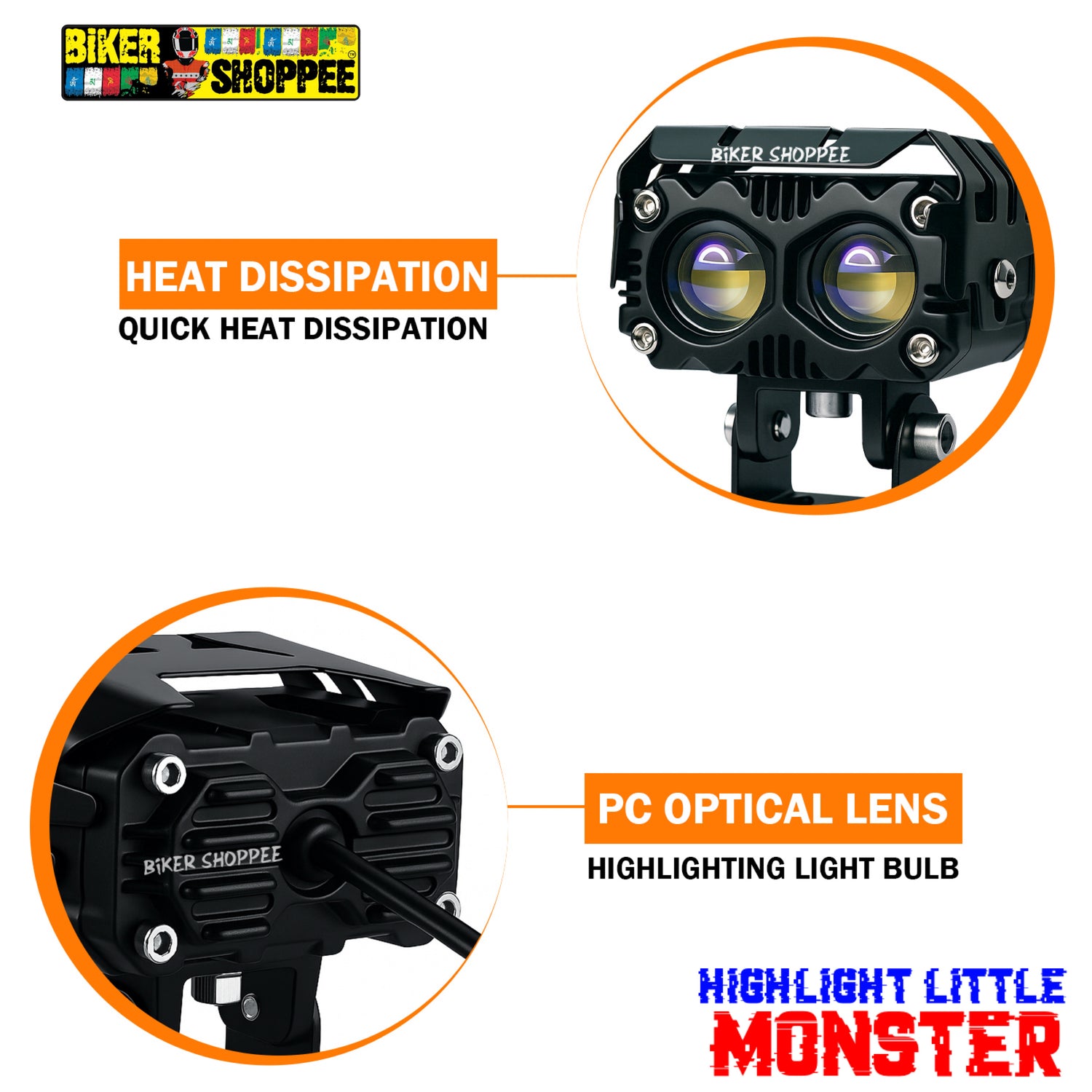 MOTO GENIUS JX130 QUAD SHOT LED FOG LIGHT PAIR | BIKER SHOPPEE