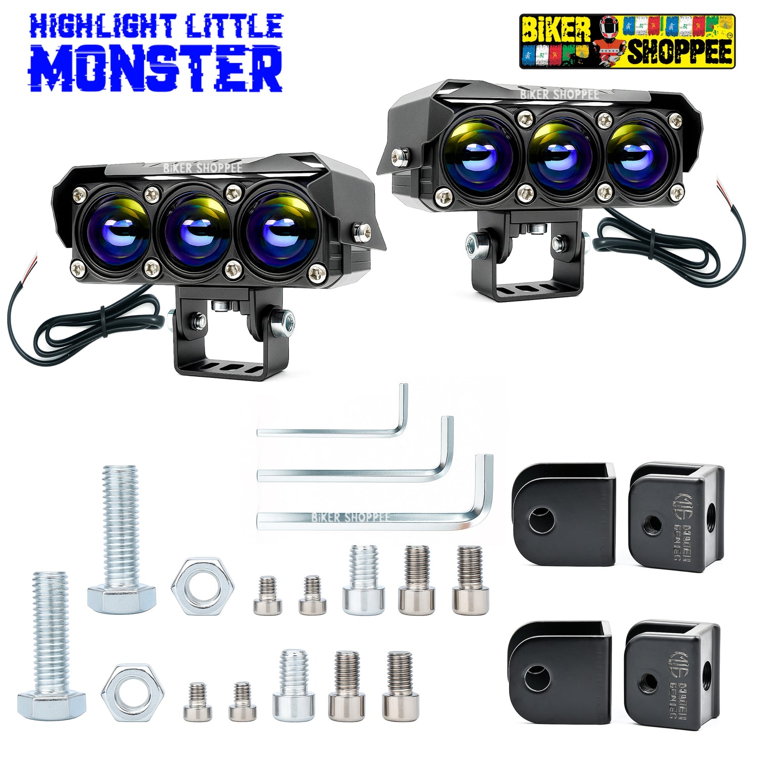 MOTO GENIUS JX130 TRI SHOT 80W LED FOG LIGHT PAIR | BIKER SHOPPEE