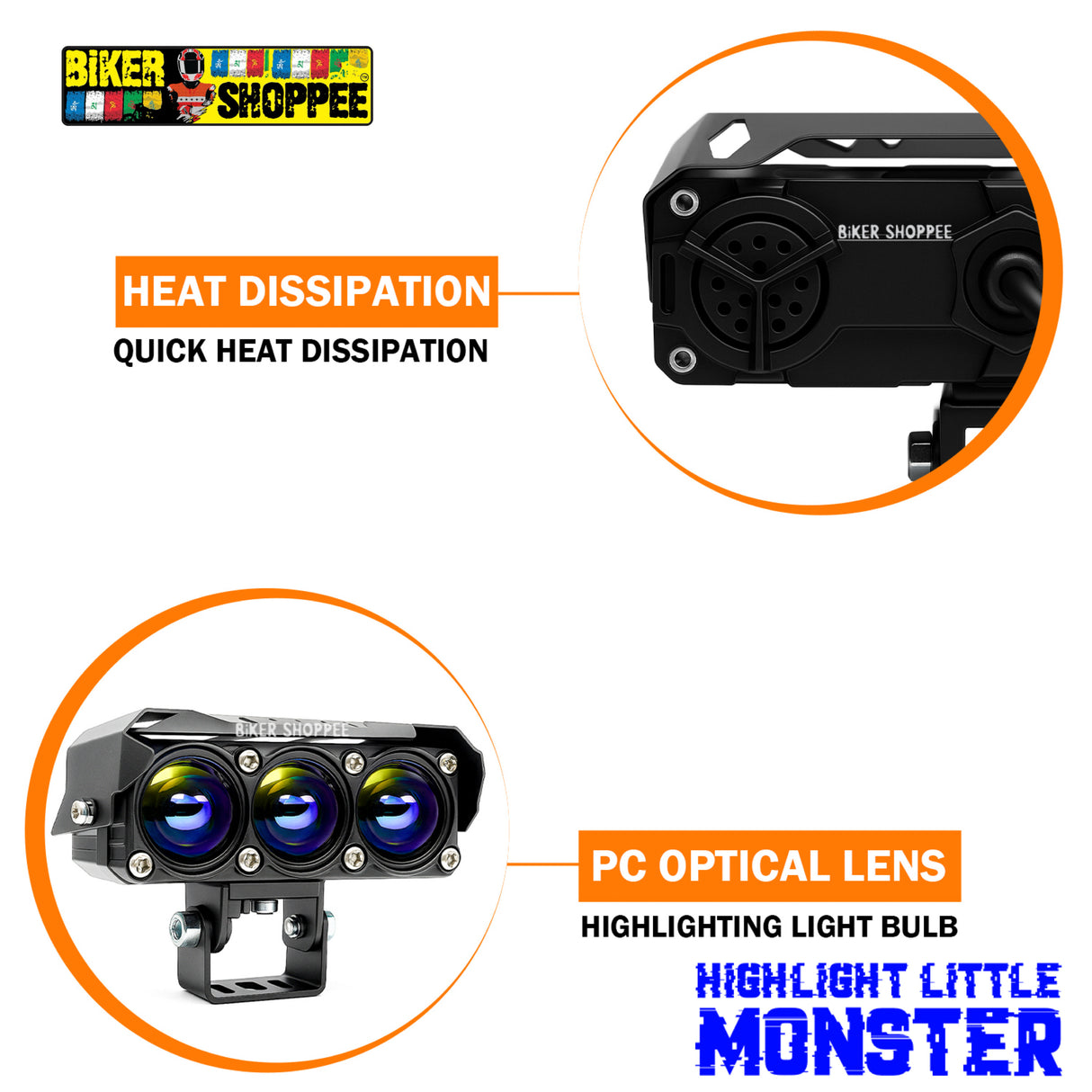 MOTO GENIUS JX130 TRI SHOT 80W LED FOG LIGHT PAIR | BIKER SHOPPEE