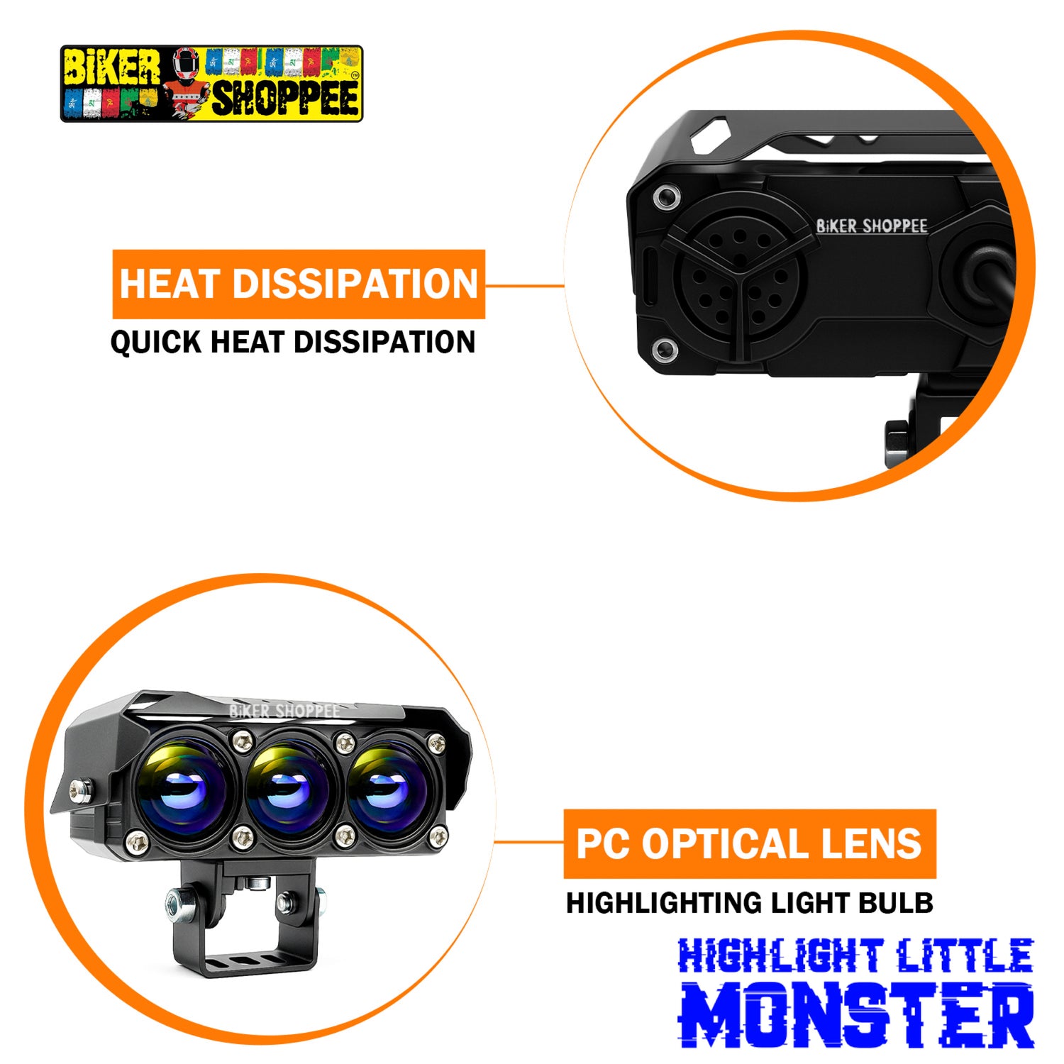 MOTO GENIUS JX130 TRI SHOT 80W LED FOG LIGHT PAIR | BIKER SHOPPEE