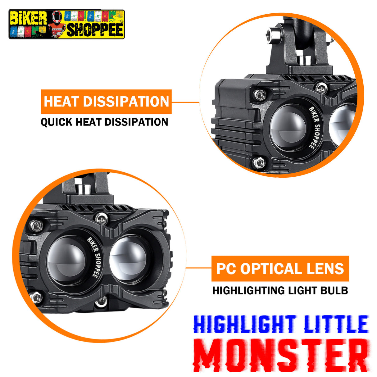 MOTO GENIUS MK05 LED FOG LIGHT WITH WIRING & LED SWITCH | BIKER SHOPPEE