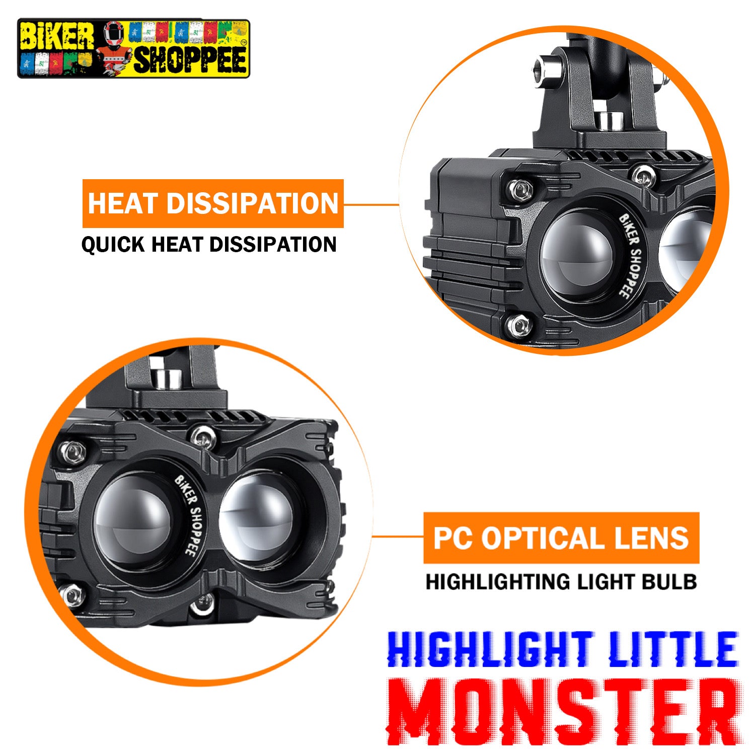 MOTO GENIUS MK05 LED FOG LIGHT WITH WIRING & LED SWITCH | BIKER SHOPPEE