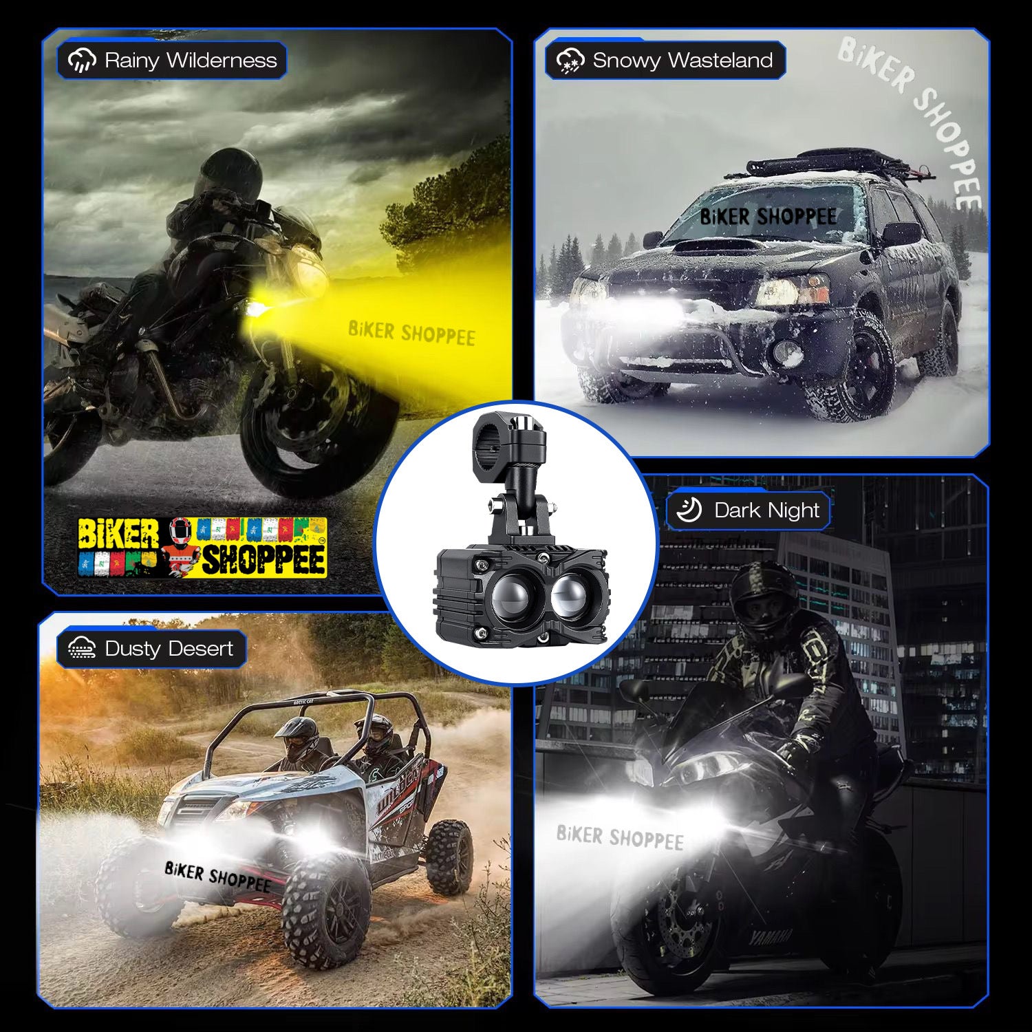 MOTO GENIUS MK05 LED FOG LIGHT WITH WIRING & LED SWITCH | BIKER SHOPPEE