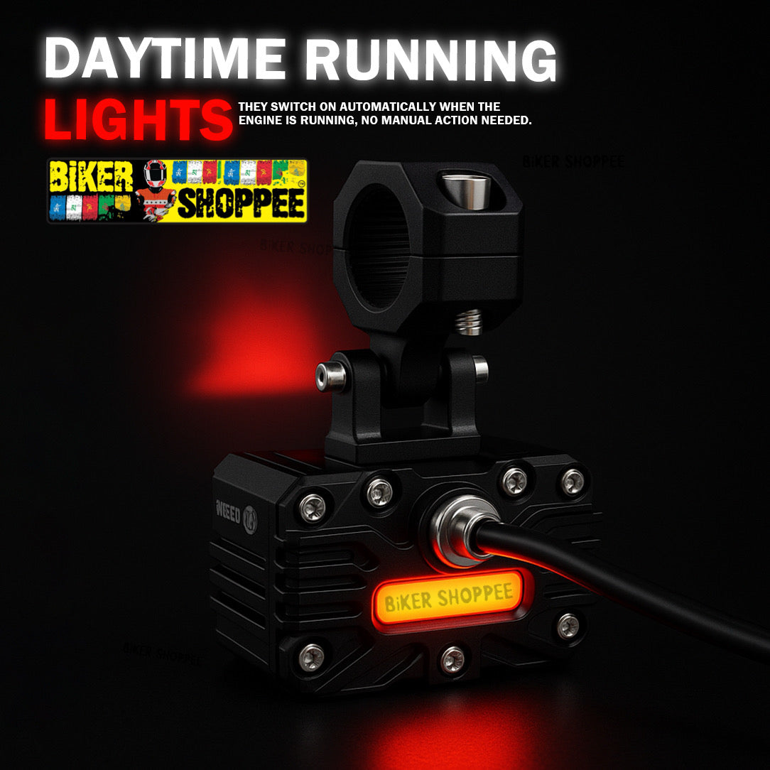 MOTO GENIUS MK05 LED FOG LIGHT WITH WIRING & LED SWITCH | BIKER SHOPPEE
