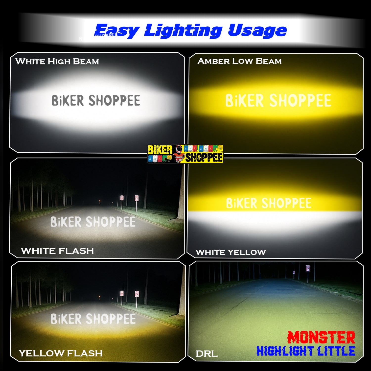 MOTO GENIUS MK07 SINGLE LENS 80W LED FOG LIGHT WITH WIRING HARNESS & LED SWITCH | BIKER SHOPPEE