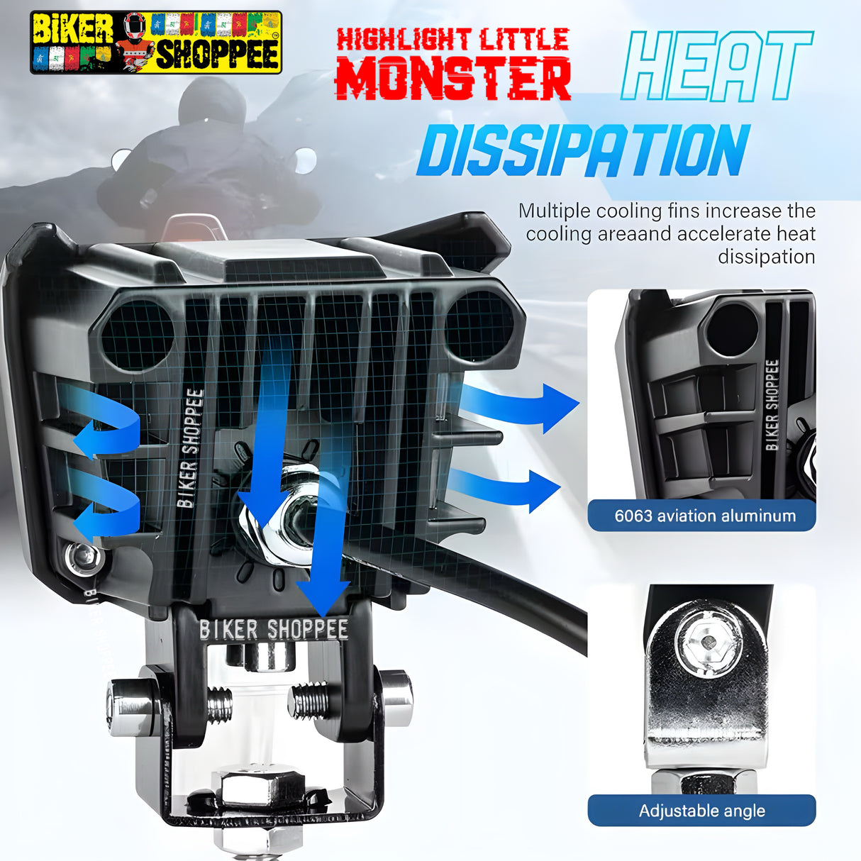 MOTO GENIUS TK100 CYBER 70W LED FOG LIGHT WITH WIRING HARNESS & LED SWITCH | BIKER SHOPPEE