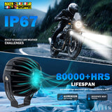 MOTO GENIUS VK60 THUNDER SIX 90W LED FOG LIGHT WITH WIRING HARNESS & LED SWITCH | BIKER SHOPPEE