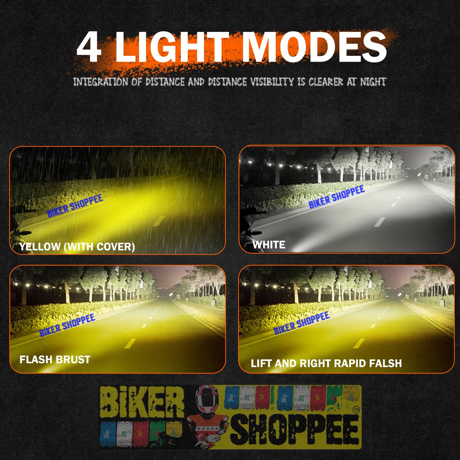 MOTO GENIUS VK60 THUNDER SIX 90W LED FOG LIGHT WITH WIRING HARNESS & LED SWITCH | BIKER SHOPPEE