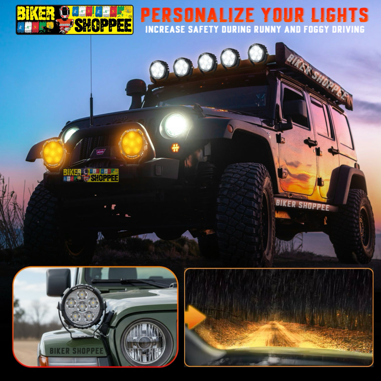 MOTO GENIUS VK60 THUNDER SIX 90W LED FOG LIGHT WITH WIRING HARNESS & LED SWITCH | BIKER SHOPPEE