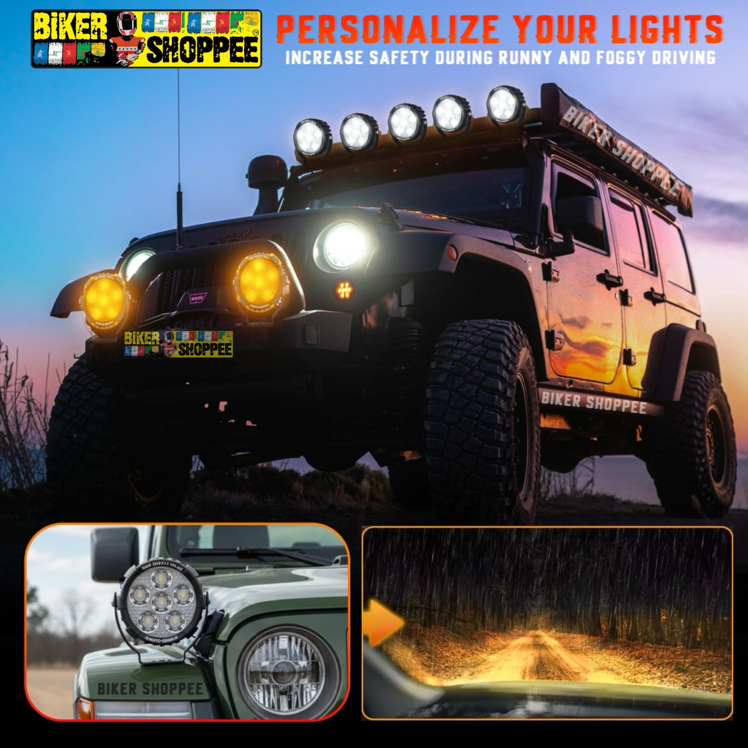 MOTO GENIUS VK60 THUNDER SIX 90W LED FOG LIGHT WITH WIRING HARNESS & LED SWITCH | BIKER SHOPPEE