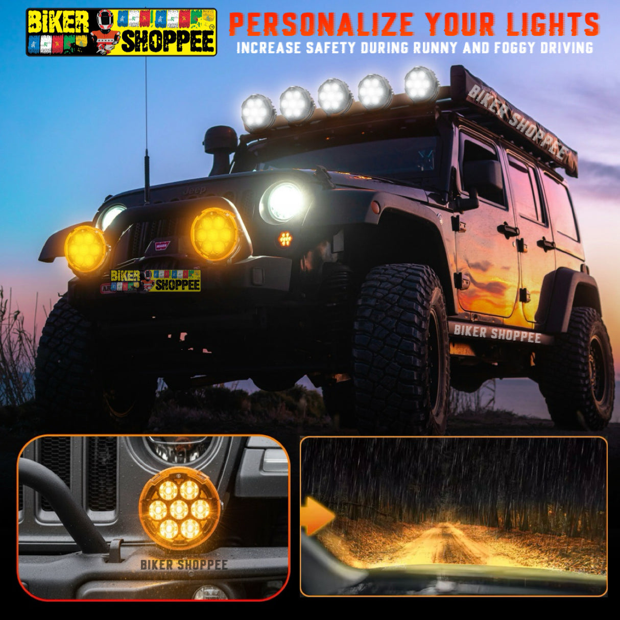 MOTO GENIUS VK70 PRO THUNDER SEVEN 160W LED FOG LIGHT WITH WIRING HARNESS & LED SWITCH | BIKER SHOPPEE