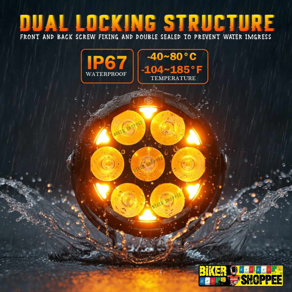 MOTO GENIUS VK70 PRO THUNDER SEVEN 160W LED FOG LIGHT WITH WIRING HARNESS & LED SWITCH | BIKER SHOPPEE