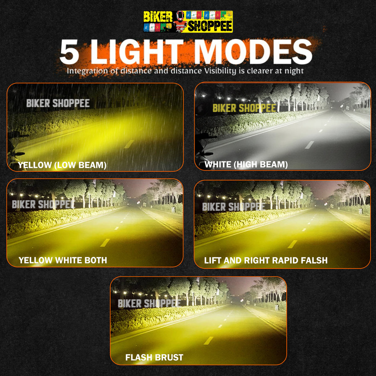 MOTO GENIUS VK750 THUNDERTRACK 7X 120W LED FOG LIGHT WITH WIRING HARNESS & SWITCH | BIKER SHOPPEE