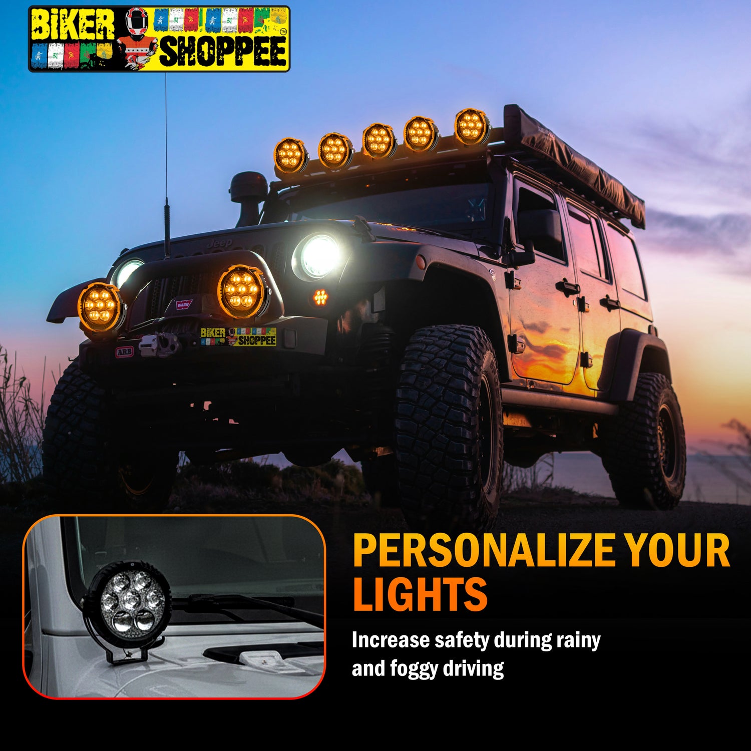 MOTO GENIUS VK750 THUNDERTRACK 7X 120W LED FOG LIGHT WITH WIRING HARNESS & SWITCH | BIKER SHOPPEE