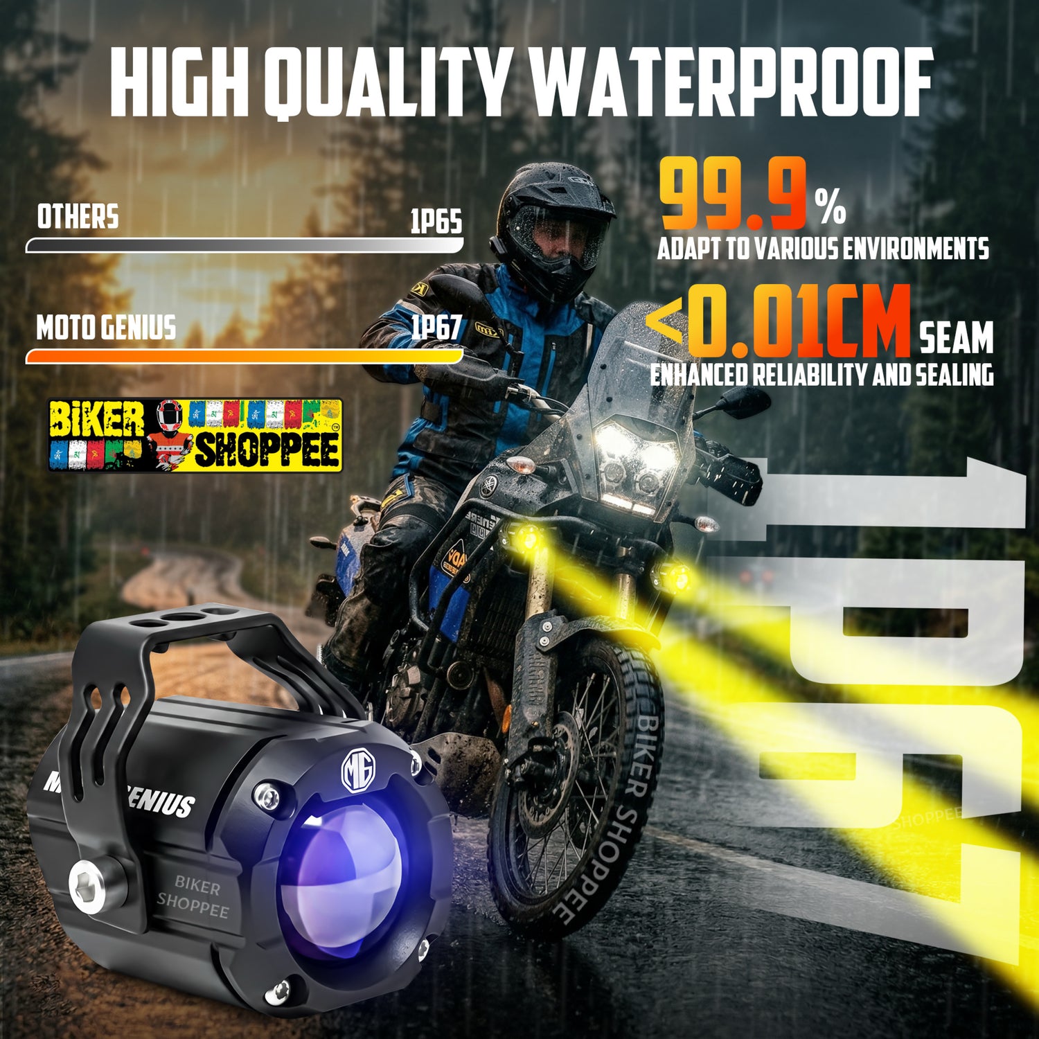MOTO GENIUS VK-MINI-S7 (70W) LED FOG LIGHT WITH WIREHARNESS KIT BLUE SHADOW | BIKER SHOPPEE