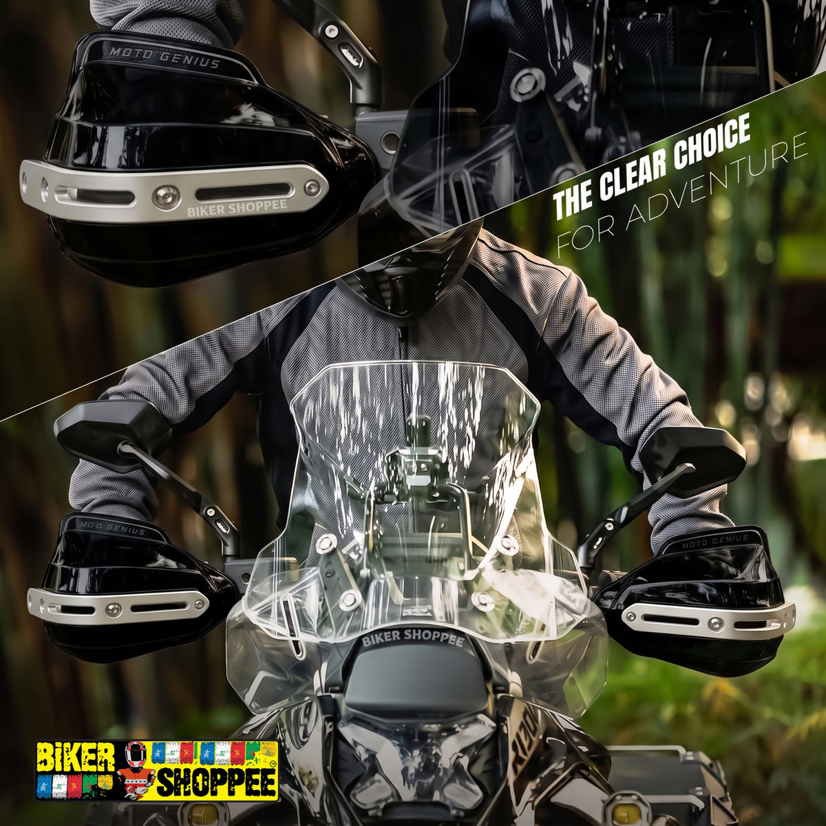 UNIVERSAL MOTORCYCLE HAND GUARD WITH WIND DEFLECTOR BLACK | BIKER SHOPPEE
