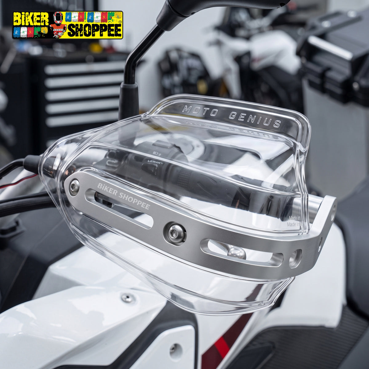 UNIVERSAL MOTORCYCLE HAND GUARD WITH WIND DEFLECTOR TRANSPARENT | BIKER SHOPPEE