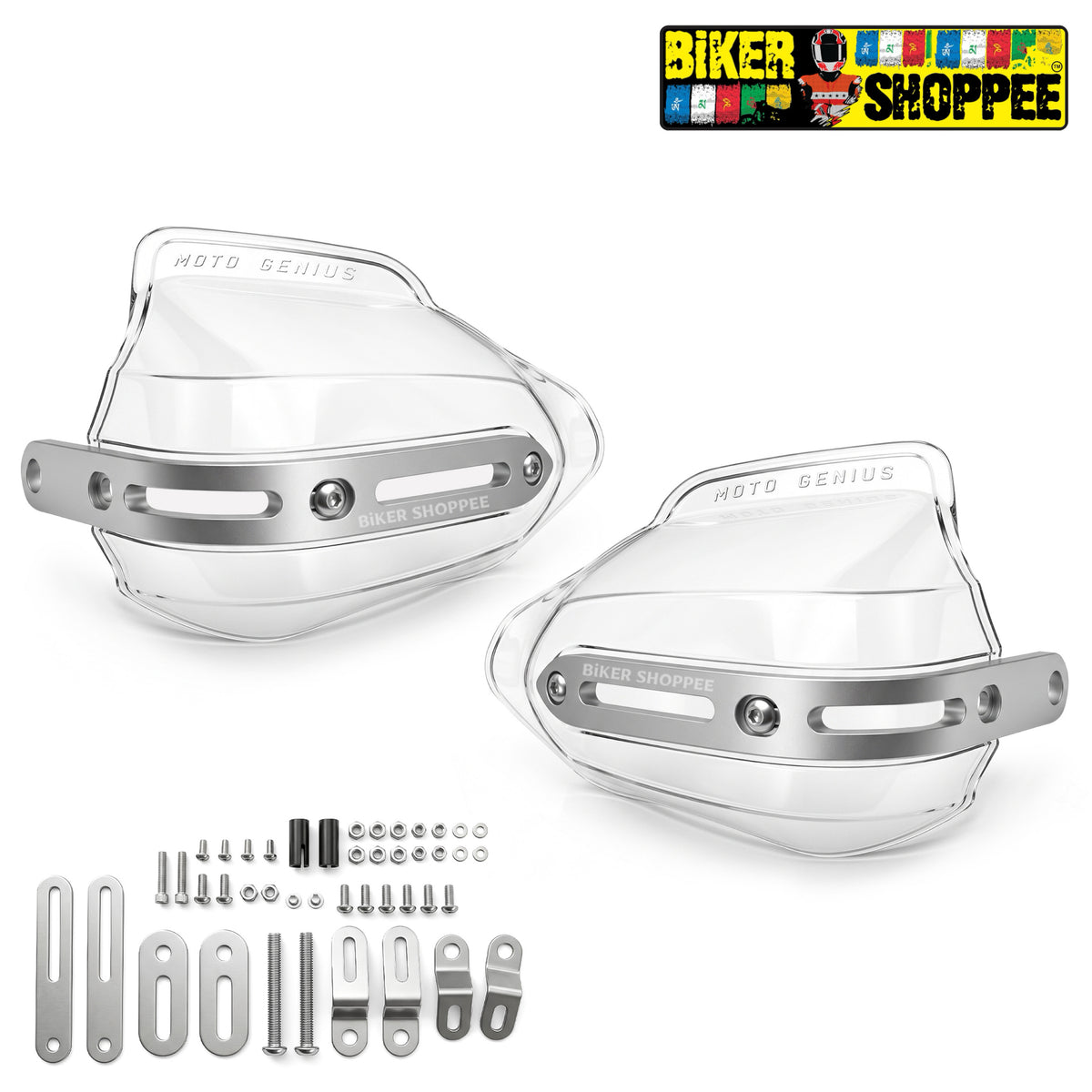 UNIVERSAL MOTORCYCLE HAND GUARD WITH WIND DEFLECTOR TRANSPARENT | BIKER SHOPPEE