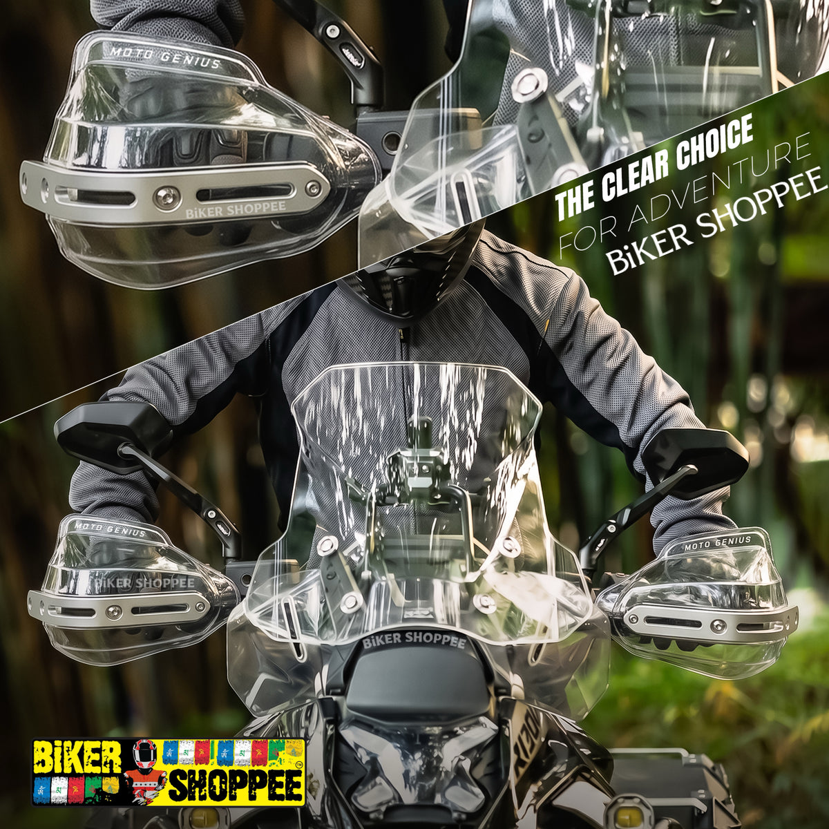 UNIVERSAL MOTORCYCLE HAND GUARD WITH WIND DEFLECTOR TRANSPARENT | BIKER SHOPPEE