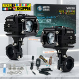 MOTO GENIUS VK260 70W WHITE & YELLOW LED AUXILIARY FOG LIGHT WITH WIRING HARNESS & SWITCH | BIKER SHOPPEE