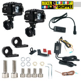 MOTO GENIUS VK260 70W WHITE & YELLOW LED AUXILIARY FOG LIGHT WITH WIRING HARNESS & SWITCH | BIKER SHOPPEE