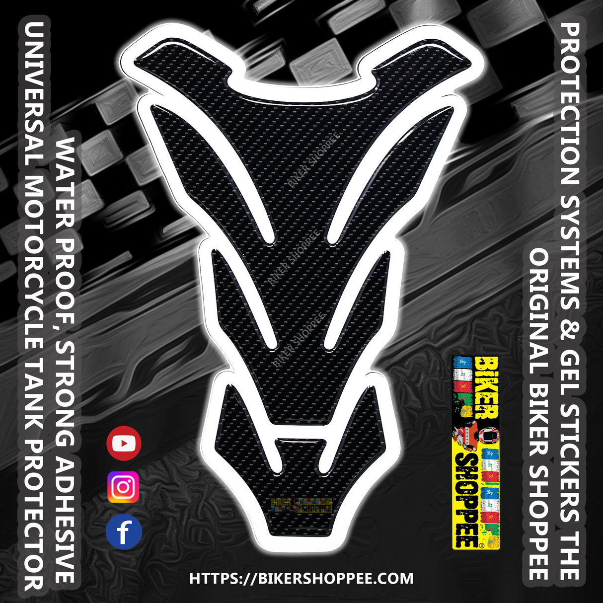 PREMIUM MOTORCYCLE RACING CARBON FIBER 2 TANK PAD | BiKER SHOPPEE