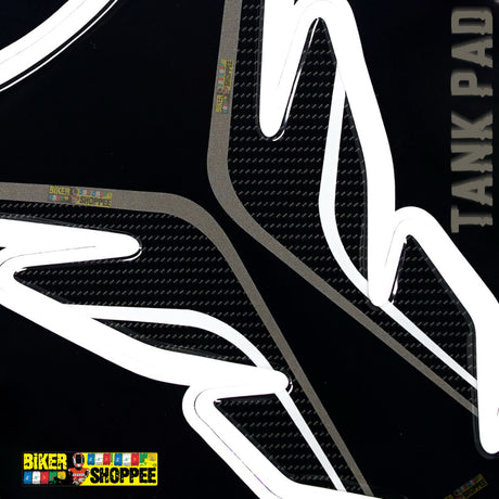 Racing carbon fiber motorcycle tank pad with red outline for Kawasaki Ninja, DUCATI and Yamaha R1 sports bike fuel tank protection Biker Shoppee