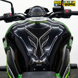 Racing carbon fiber motorcycle tank pad with red outline for Kawasaki Ninja, DUCATI and Yamaha R1 sports bike fuel tank protection Biker Shoppee