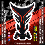 Racing carbon fiber motorcycle tank pad with red outline for Kawasaki Ninja, DUCATI and Yamaha R1 sports bike fuel tank protection Biker Shoppee