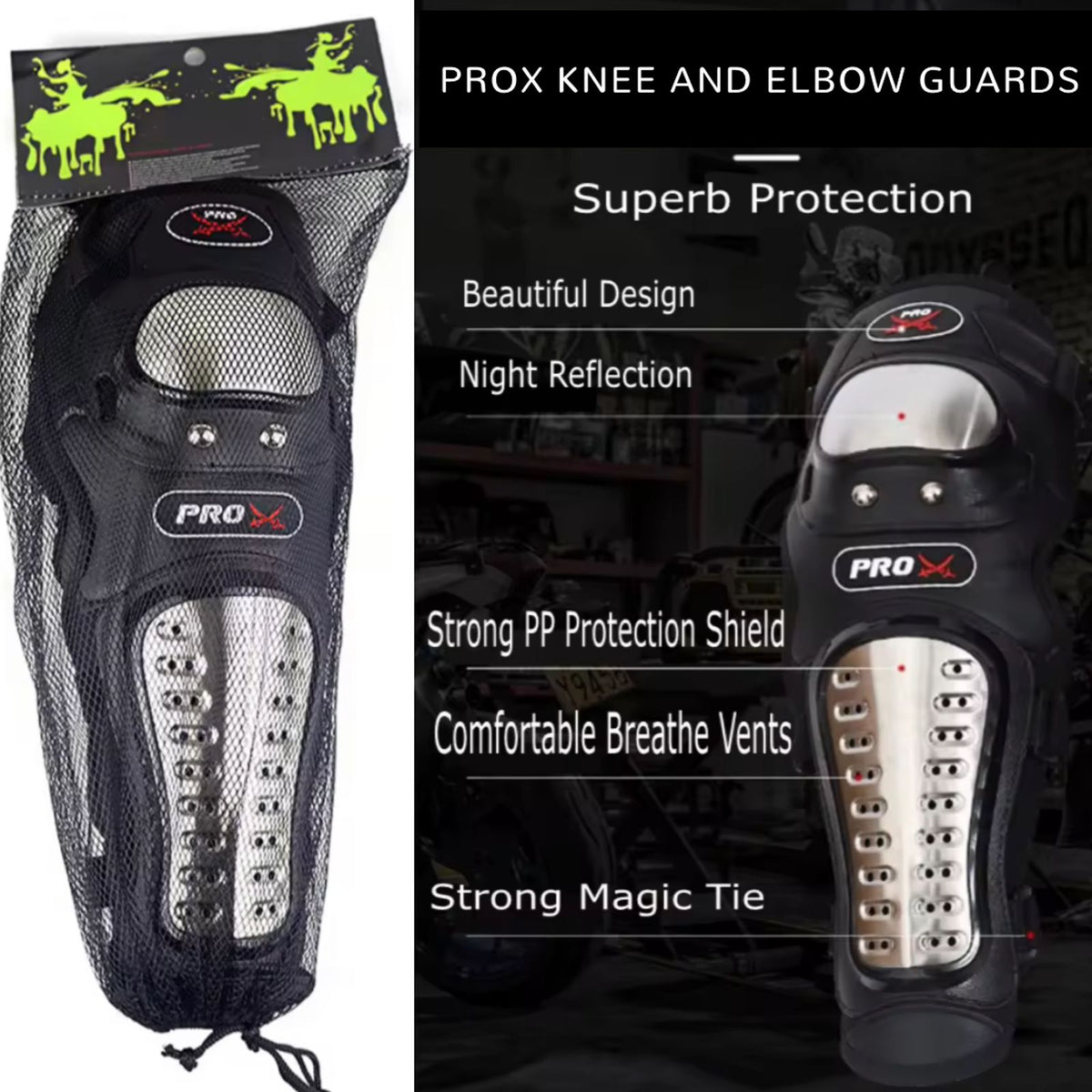 PRO X MOTORCYCLE KNEE & ELBOW GUARD SET | BIKER SHOPPEE