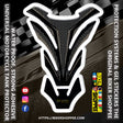 Carbon fiber racing motorcycle tank pad with white outline for Kawasaki Ninja and Yamaha R1 sports bike fuel tank protection