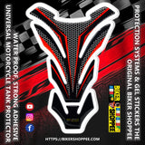 Racing carbon fiber motorcycle tank pad with red outline for Kawasaki Ninja, DUCATI and Yamaha R1 sports bike fuel tank protection Biker Shoppee