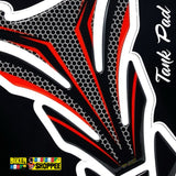 Racing carbon fiber motorcycle tank pad with red outline for Kawasaki Ninja, DUCATI and Yamaha R1 sports bike fuel tank protection Biker Shoppee