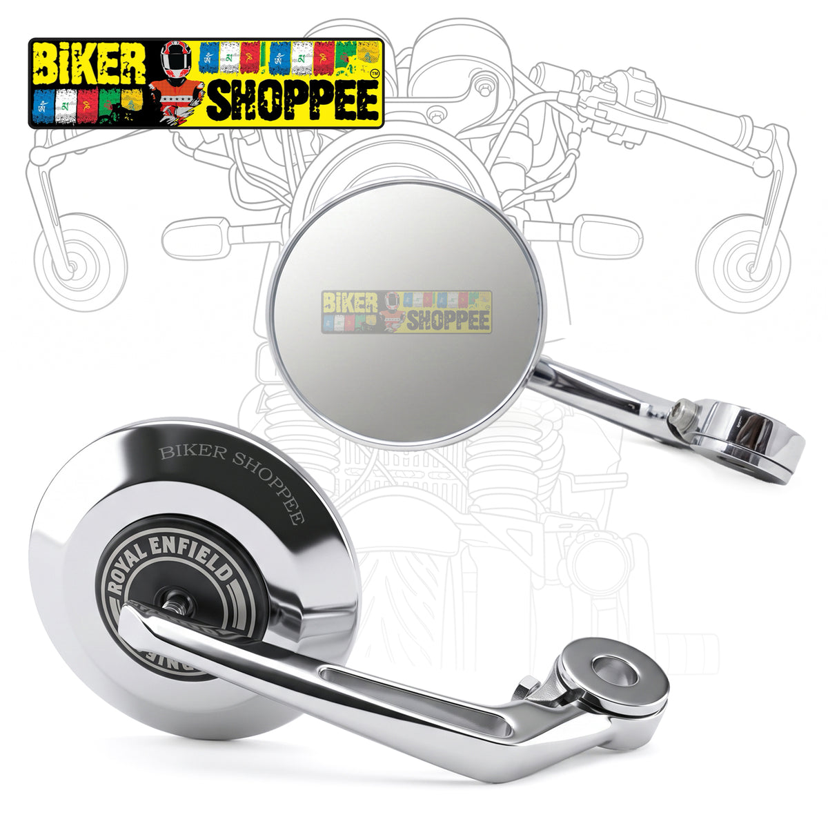 PREMIUM BAR END MIRROR CHROME ROUND 2.0 | BIKER SHOPPEE