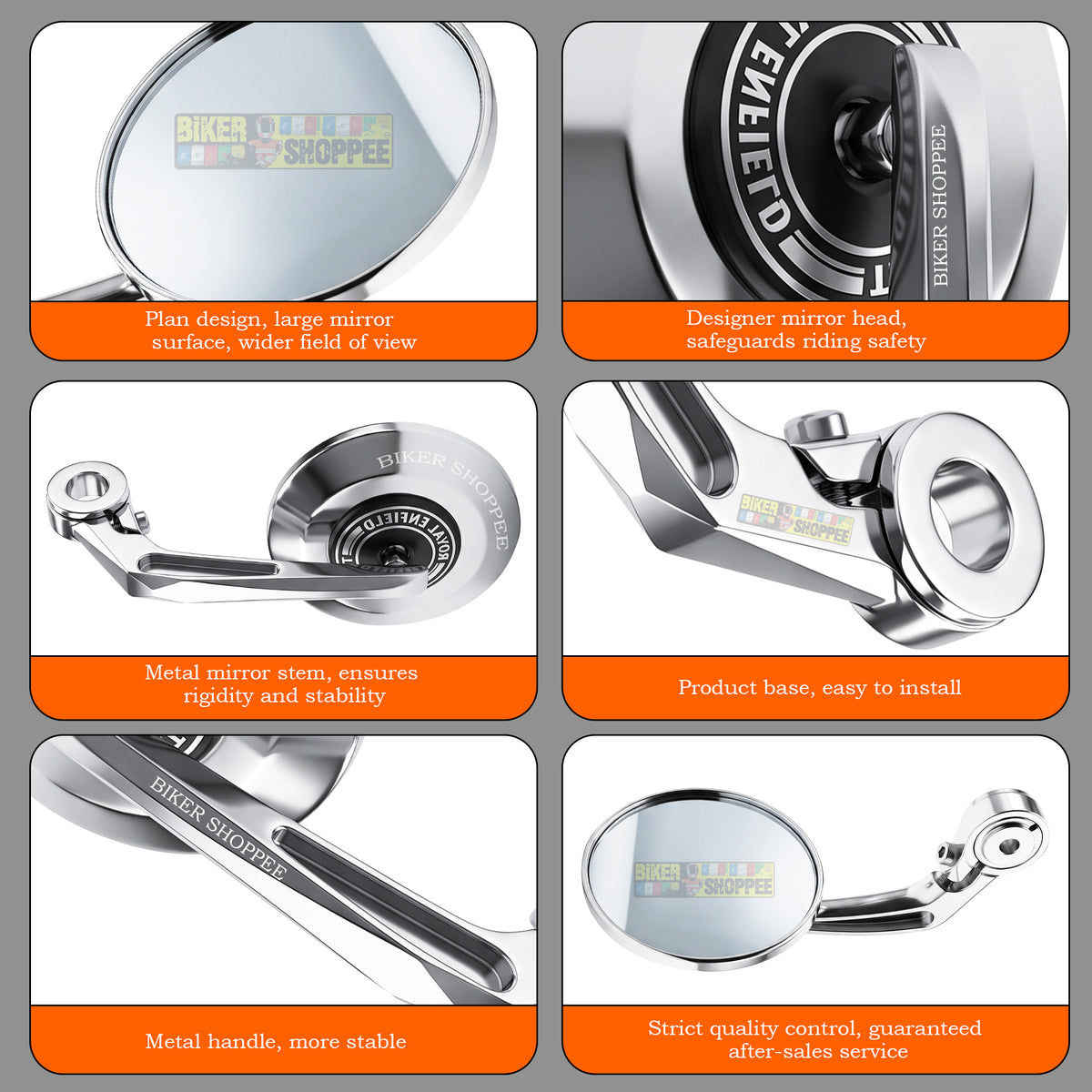 PREMIUM BAR END MIRROR CHROME ROUND 2.0 | BIKER SHOPPEE