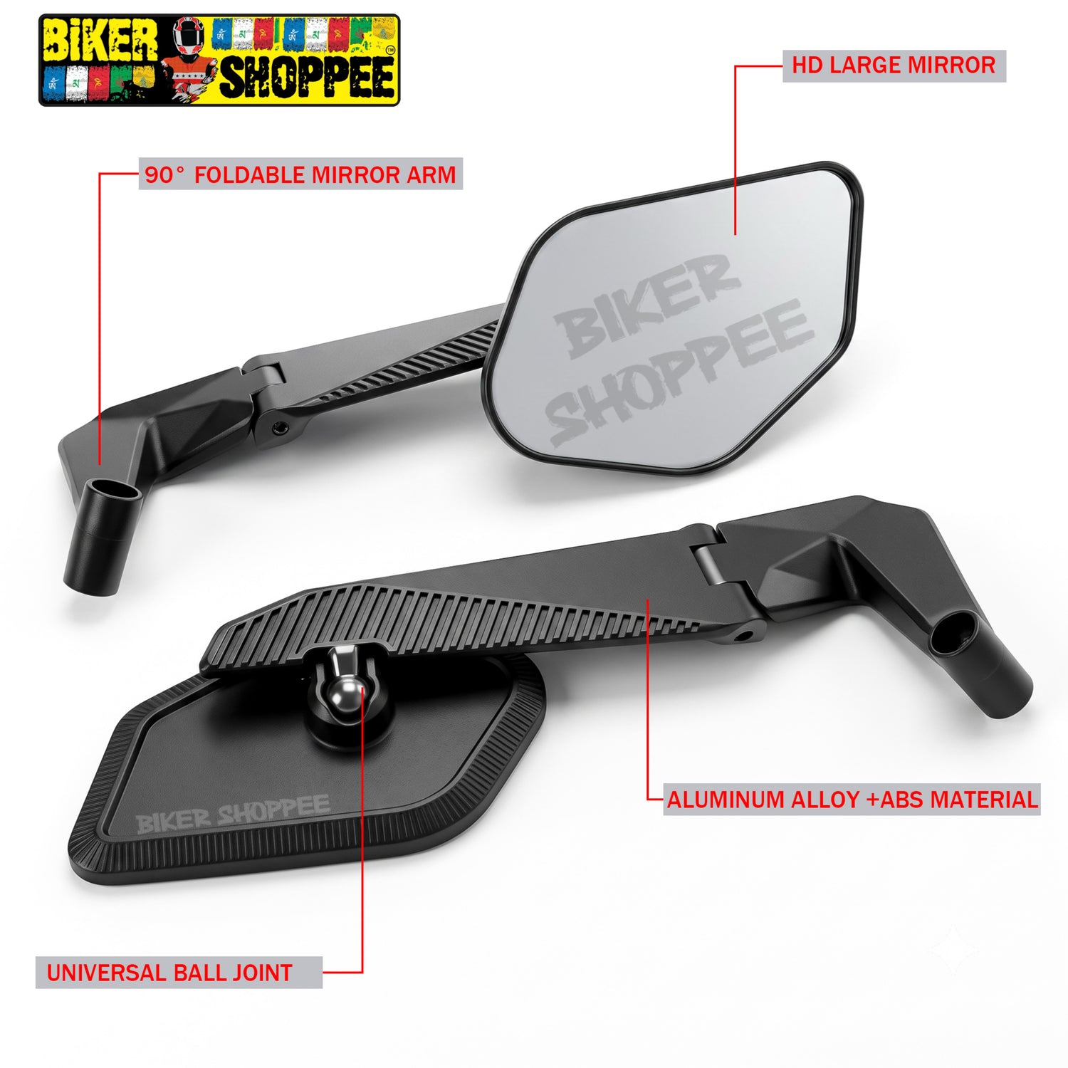 STEALTH MAX V2 FOLDABLE AEROBLADE 360 WING FIN MIRROR | BIKER SHOPPEE