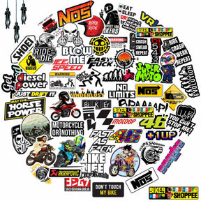 Biker Shoppee UV vinyl sticker bomb sheet with 50 plus Ladakh and Royal Enfield quotes for helmet and laptop
