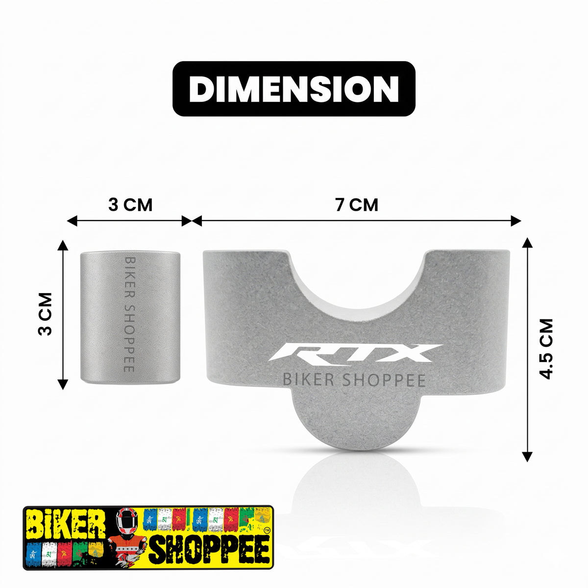 TVS APACHE RTX 300 CNC ALUMINIUM HANDLEBAR RISER SILVER | BIKER SHOPPEE