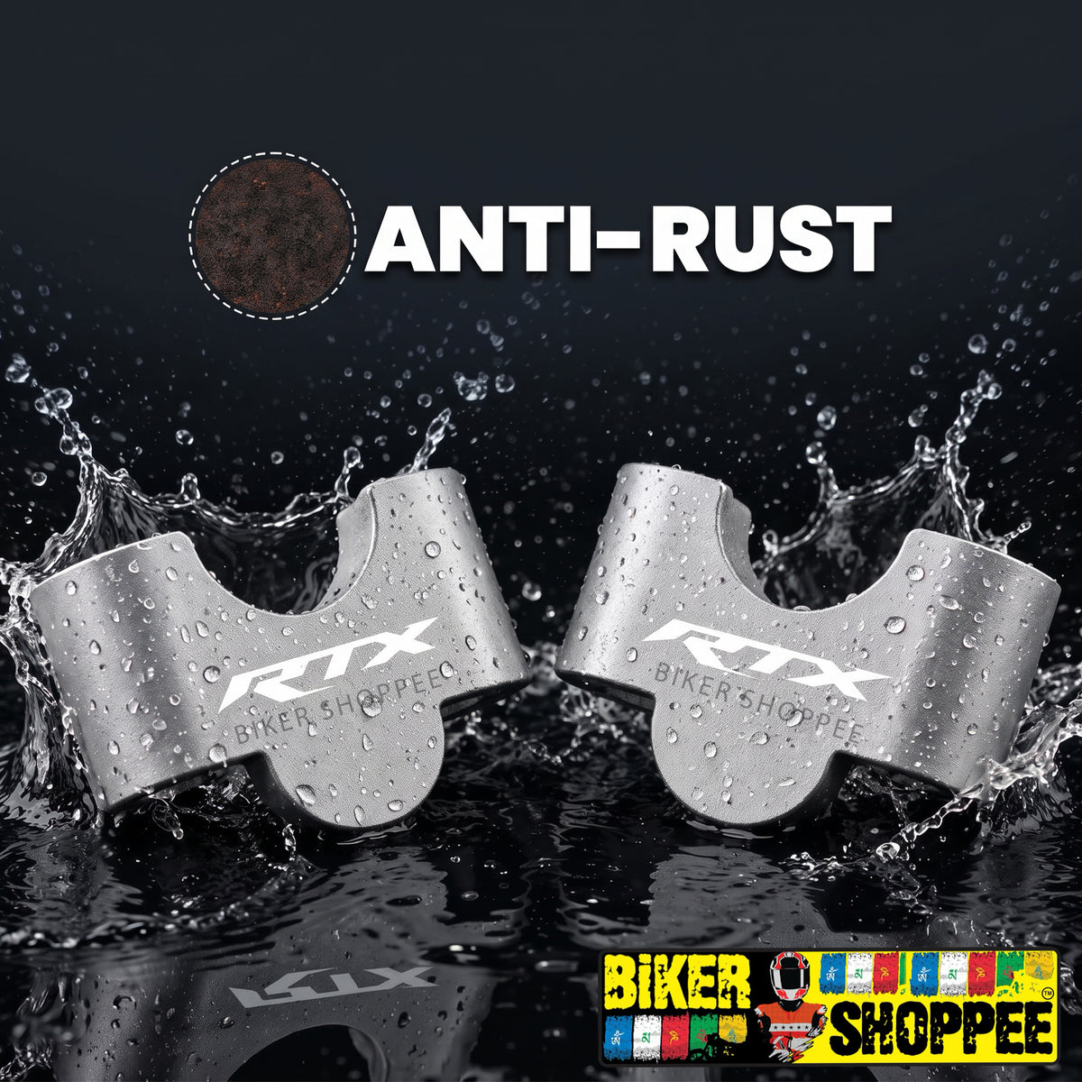 TVS APACHE RTX 300 CNC ALUMINIUM HANDLEBAR RISER SILVER | BIKER SHOPPEE