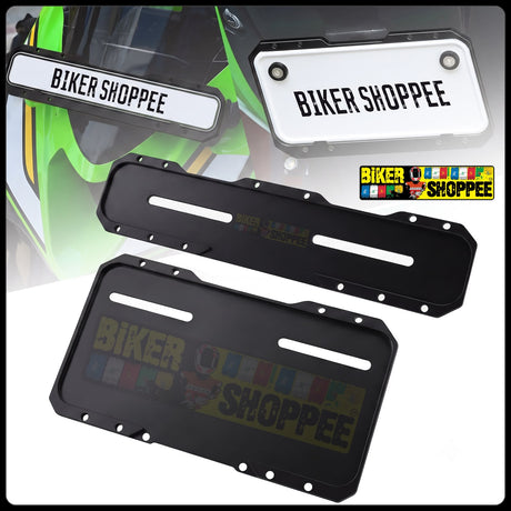 Universal CNC aluminum motorcycle number plate frame front and rear set for all indian bikes and scooters original Biker Shoppee