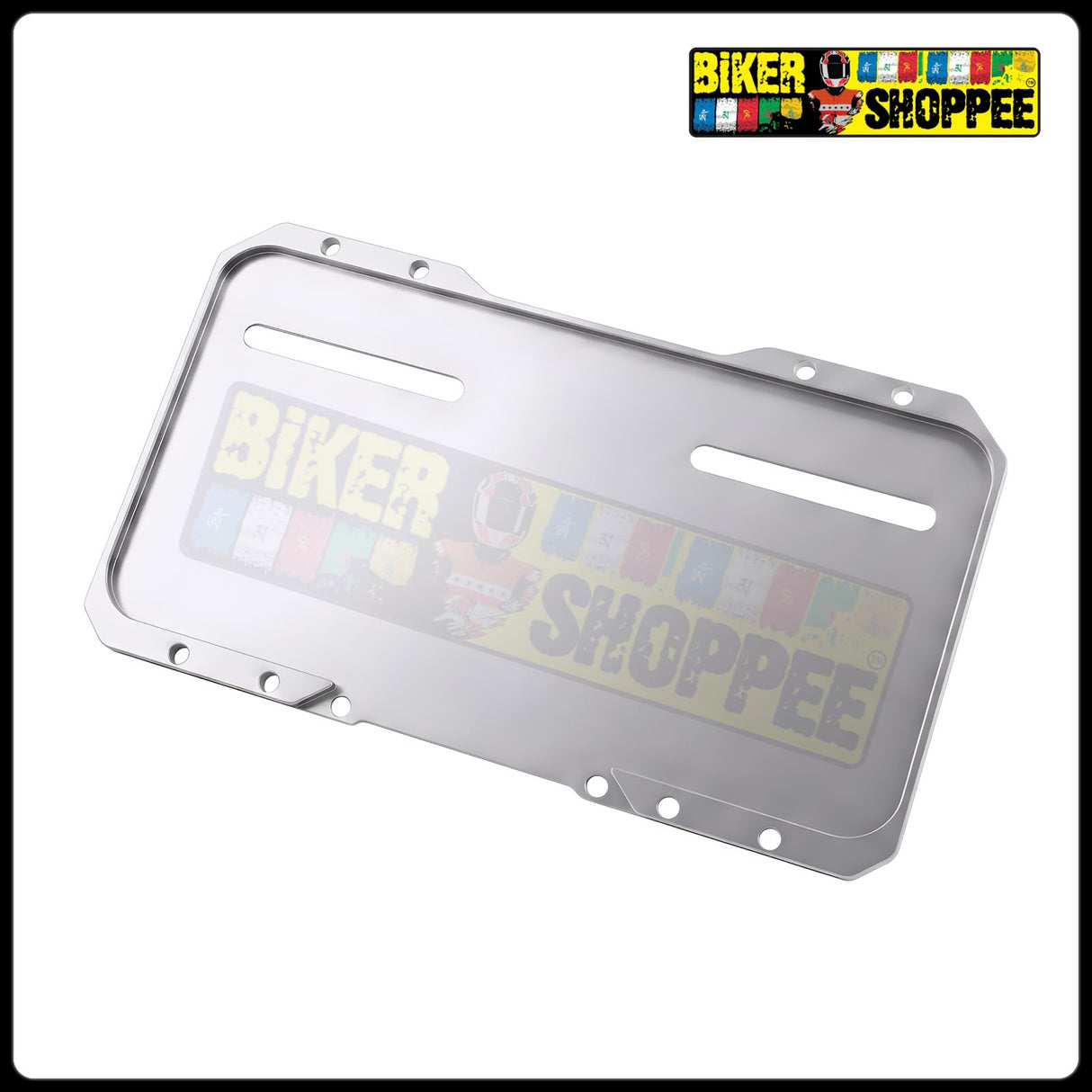 UNIVERSAL CNC MOTORCYCLE NUMBER PLATE FRAME SILVER FRONT AND REAR | BIKER SHOPPEE
