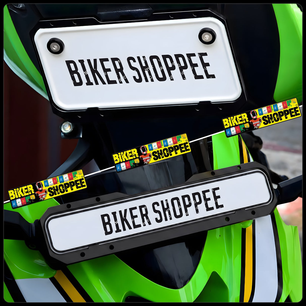 Universal CNC aluminum motorcycle number plate frame front and rear set for all indian bikes and scooters original Biker Shoppee