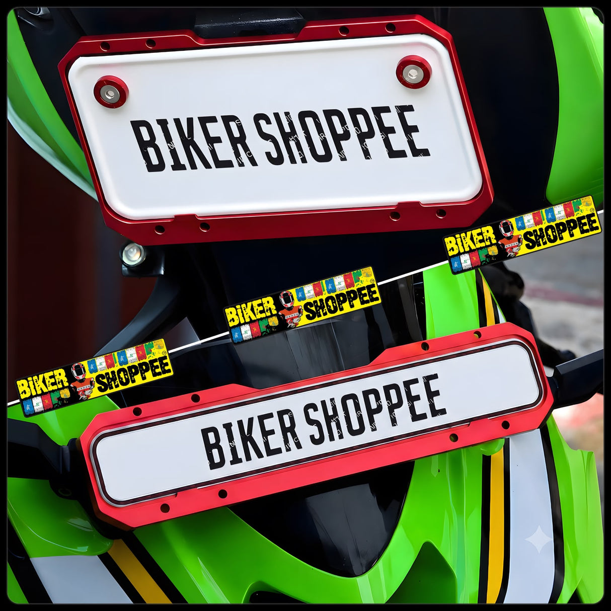 UNIVERSAL CNC MOTORCYCLE NUMBER PLATE FRAME RED FRONT AND REAR | BIKER SHOPPEE