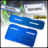 UNIVERSAL CNC MOTORCYCLE NUMBER PLATE FRAME BLUE FRONT AND REAR | BIKER SHOPPEE